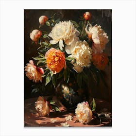 Baroque Floral Still Life Peony 2 Canvas Print