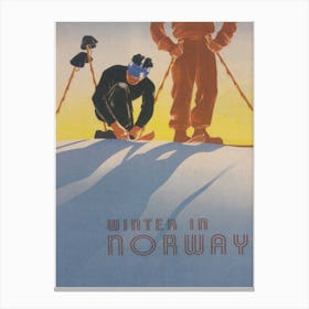 Winter in Norway Vintage Ski Poster Canvas Print