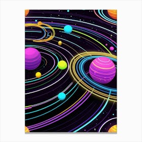 Default Neon Black Light Sgraffito Solar System 3d Illustratio 0 (7) Canvas Print