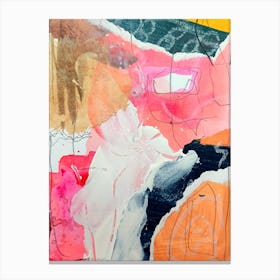 Abstract Painting Collage Neon Pink Canvas Print
