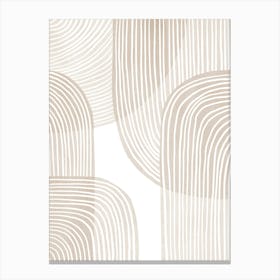 Beige White Wavy Lines Canvas Print