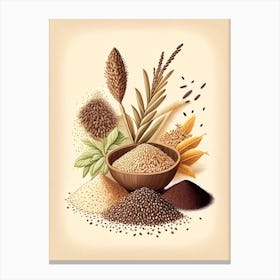 Sesame Seeds Spices And Herbs Retro Drawing 4 Canvas Print