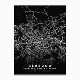 Glasgow Scotland United Kingdom Black Map Canvas Print