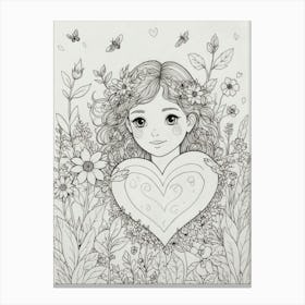 Heart Coloring Page 3 Canvas Print