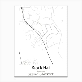 Brock Hall, United States Minimalist Map Canvas Print