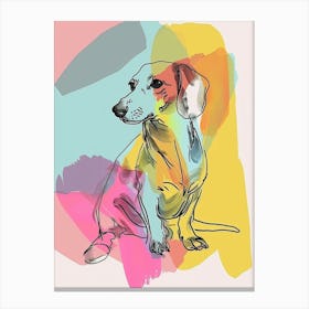 Dachshund Watercolour Dog Pastel Line Illustration 2 Canvas Print