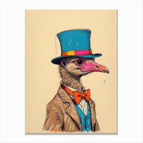 Ostrich In Top Hat 5 Canvas Print