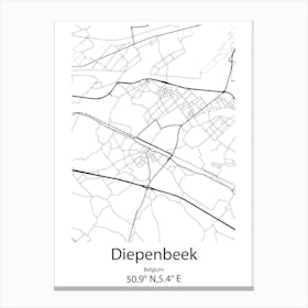 Diepenbeek,Belgium Minimalist Map Canvas Print