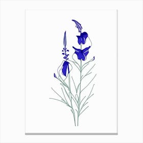 Larkspur Floral Minimal Line Drawing 4 Flower Canvas Print