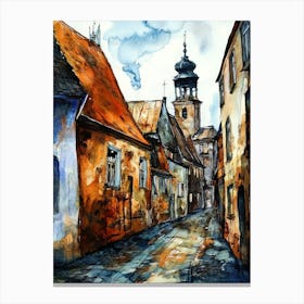 Old Riga, Latvia, Painting, Illustration Canvas Print