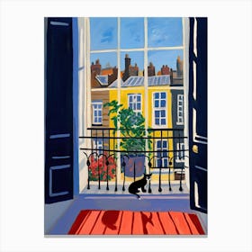 Open Window With Cat Matisse Style London 1 Canvas Print
