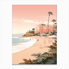 An Illustration In Pink Tones Of Palm Beach Sydney Australia 4 Canvas Print