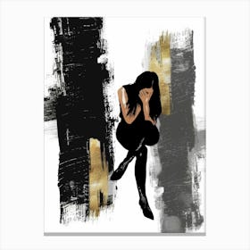 Woman In Black And Gold 4 Canvas Print