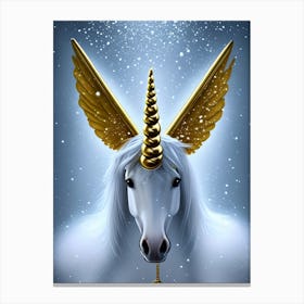 Unicorn With Golden Wings Canvas Print