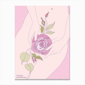 Girl Body And Roses Canvas Print
