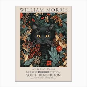 William Morris Prints Black Cat Christmas Gift Winter Vintage Canvas Print