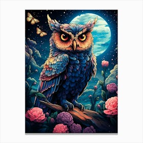 Owl In The Moonlight Canvas Print