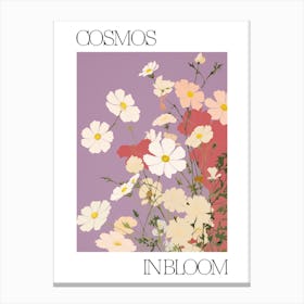 Cosmos In Bloom Flowers Bold Illustration 2 Canvas Print
