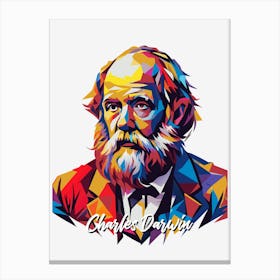 Charles Darwin 2 Portrait WPAP Pop Art Canvas Print