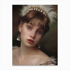 Girl with fearhers Canvas Print
