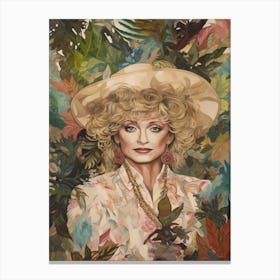 Floral Handpainted Portrait Of Dolly Parton  2 Canvas Print