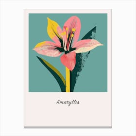 Amaryllis 3 Square Flower Illustration Poster Canvas Print