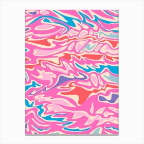 FLOW Retro Mid-Century Modern Abstract Water Marble in Fuchsia Hot Pink Blue Red Purple Y2K Colors Canvas Print