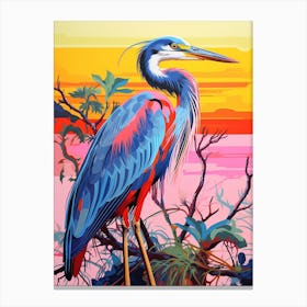 Colourful Bird Painting Great Blue Heron 2 Canvas Print