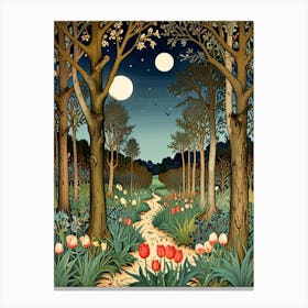 William Morris Tulips In The Woods Canvas Print