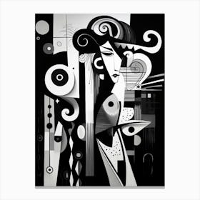 Harmony And Discord Abstract Black And White 7 Canvas Print