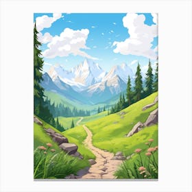 Tour De Mont Blanc France 4 Hike Illustration Canvas Print