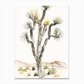 Joshua Trees In Mojave Desert Minimilist Watercolour  (3) Canvas Print