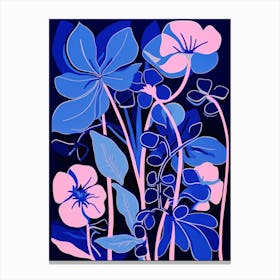 Blue Flower Illustration Sweet Pea 1 Canvas Print