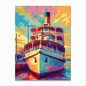 Steamboat Natchez Retro Pop Art 2 Canvas Print