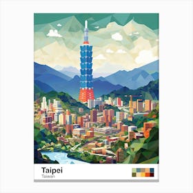 Taipei,Taiwan, Geometric Illustration 4 Poster Canvas Print