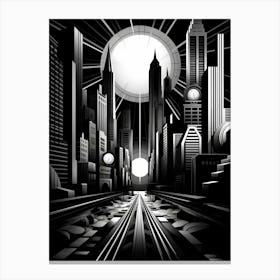 Metropolis Abstract Black And White 7 Canvas Print
