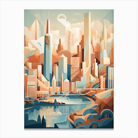 Chicago, Usa, Geometric Illustration 1 Canvas Print