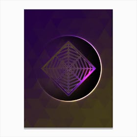 Geometric Neon Glyph on Jewel Tone Triangle Pattern 180 Canvas Print