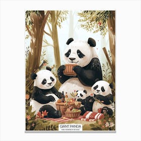 Giant Panda Family Picnicking In The Woods Poster 2 Canvas Print