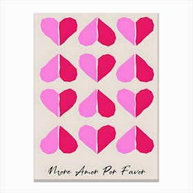 More Amor Por Favor Pink Canvas Print