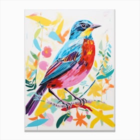 Colourful Bird Painting Lark 3 Canvas Print