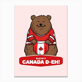 Happy Canada Day - Eh - Smiling Bear Illustration For Canada Day Canvas Print
