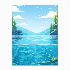 Crystal Clear Lake Cool Blues - Landscape Canvas Print