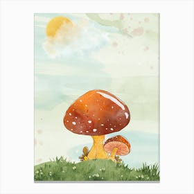 Watercolor Mushroom Illustration Canvas Print