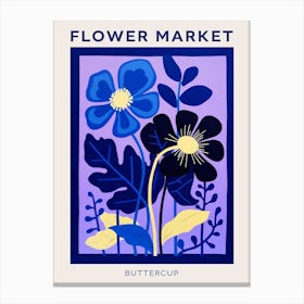 Blue Flower Market Poster Buttercup 1 Canvas Print