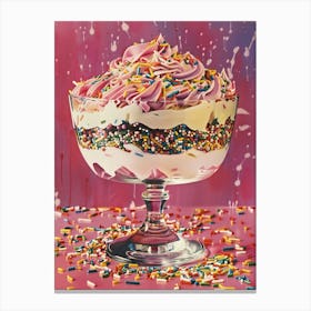 Rainbow Layered Jelly Trifle Retro Collage 4 Canvas Print