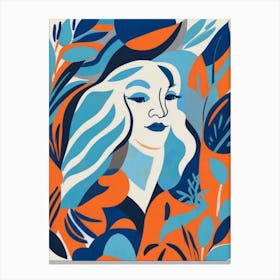 Woman In Blue And Orange Canvas Print