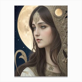 The Girl and the Moon Canvas Print