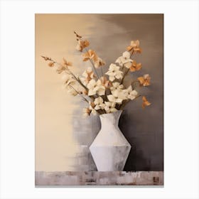 Gladiolus, Autumn Fall Flowers Sitting In A White Vase, Farmhouse Style 4 Canvas Print