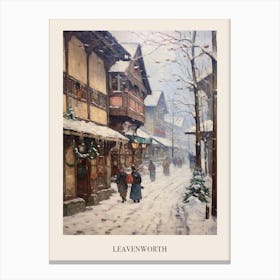 Vintage Winter Painting Poster Leavenworth Washington Canvas Print